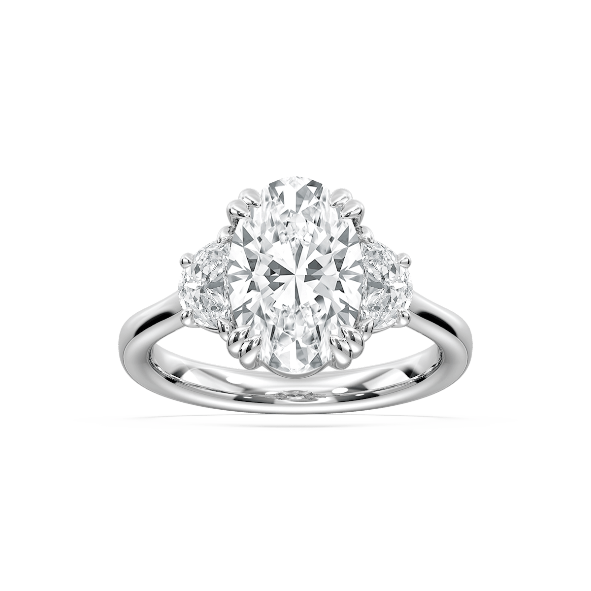 Selene 3 ½ ctw Oval Lab Grown Diamond Double Claw Prong Three Stone Engagement Ring