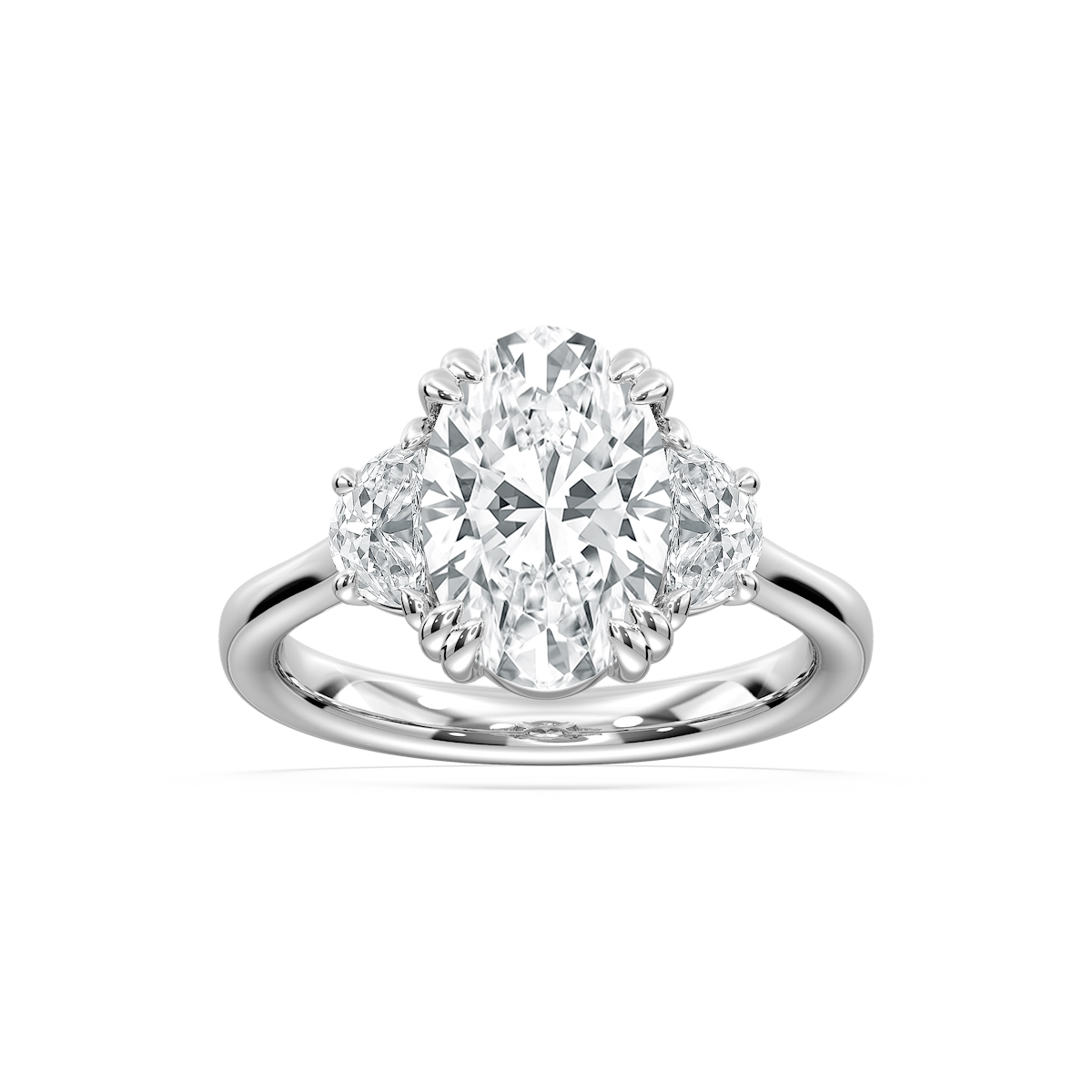 Selene 3 ½ ctw Oval Lab Grown Diamond Double Claw Prong Three Stone Engagement Ring