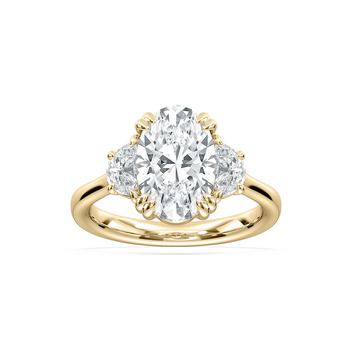 Selene 3 ½ ctw Oval Lab Grown Diamond Double Claw Prong Three Stone Engagement Ring