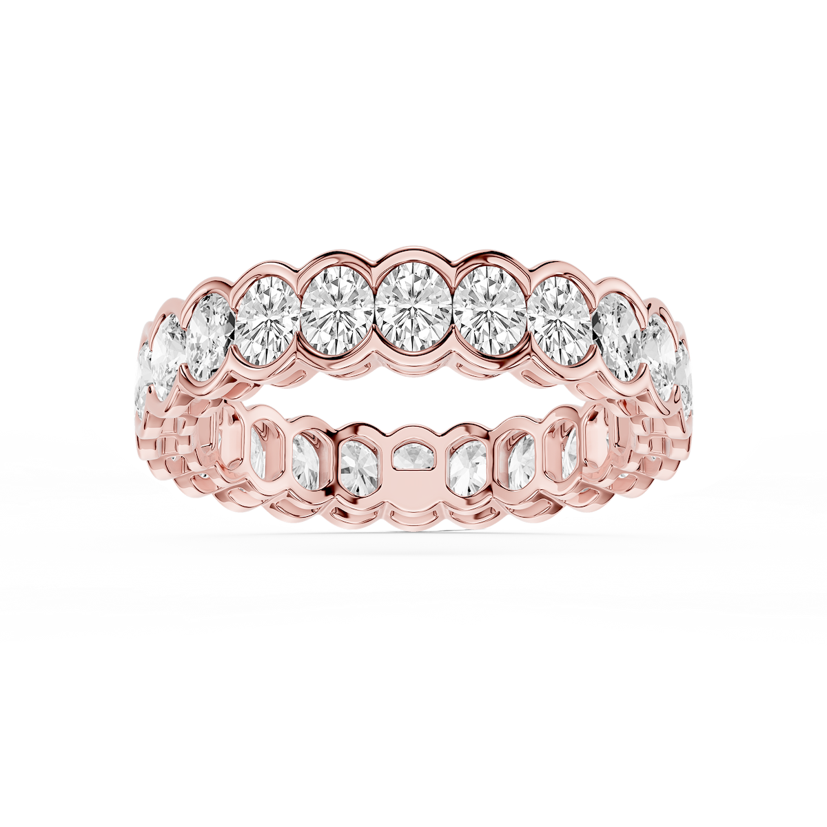 Serena Oval Lab Grown Diamond Half Bezel Eternity Band