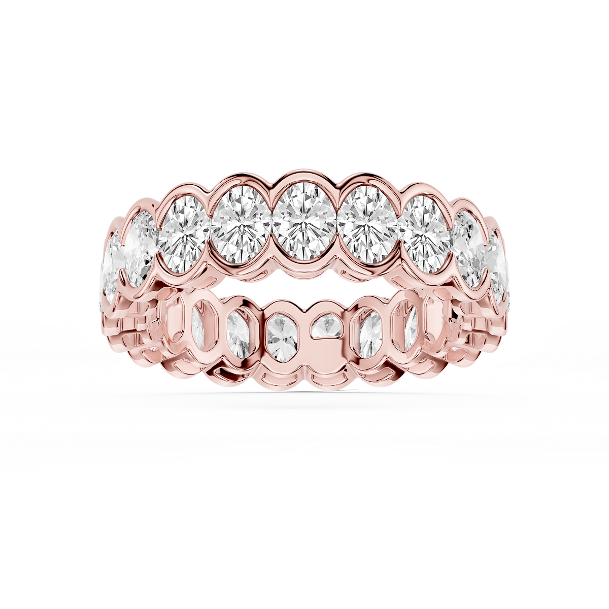 Serena Oval Lab Grown Diamond Half Bezel Eternity Band