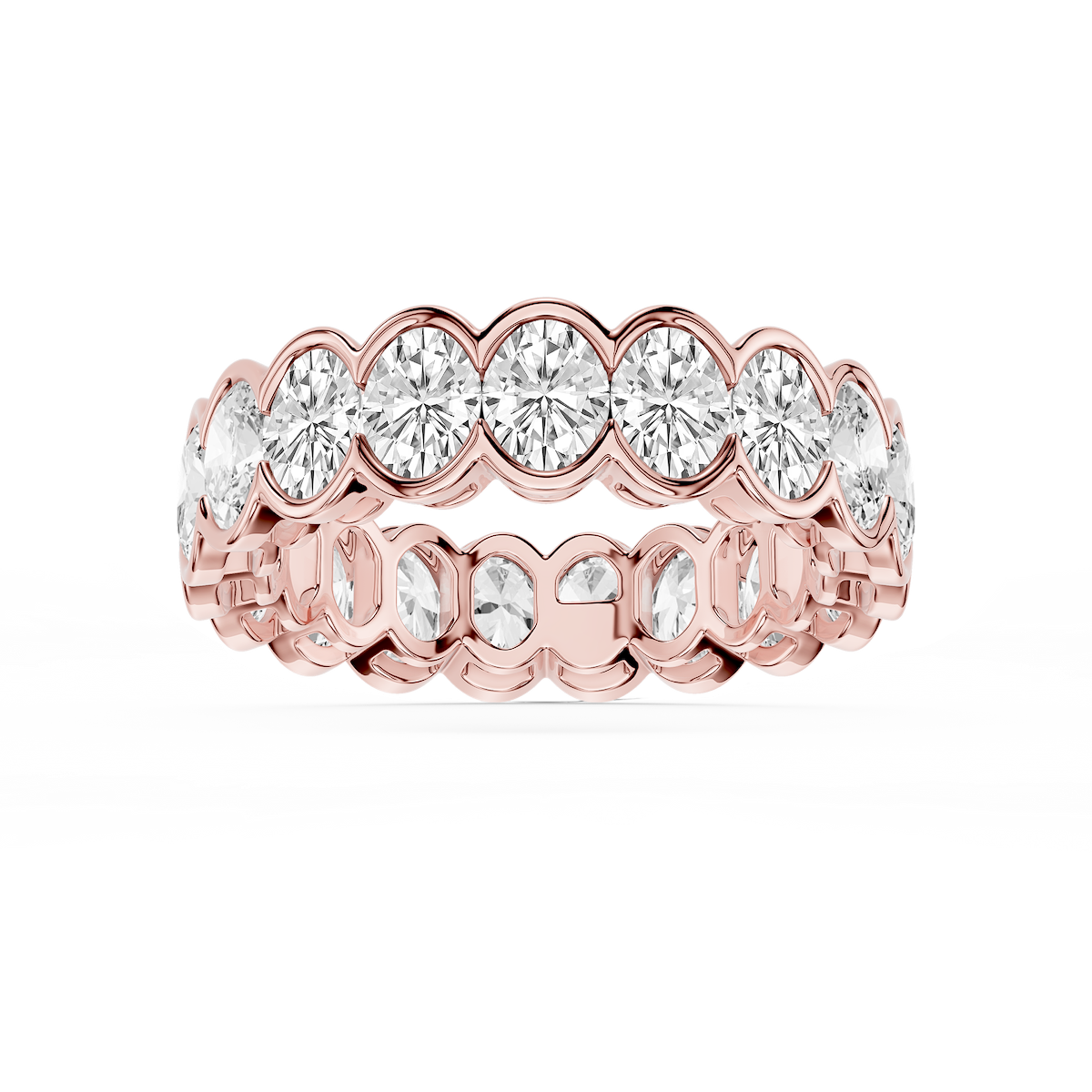 Serena Oval Lab Grown Diamond Half Bezel Eternity Band