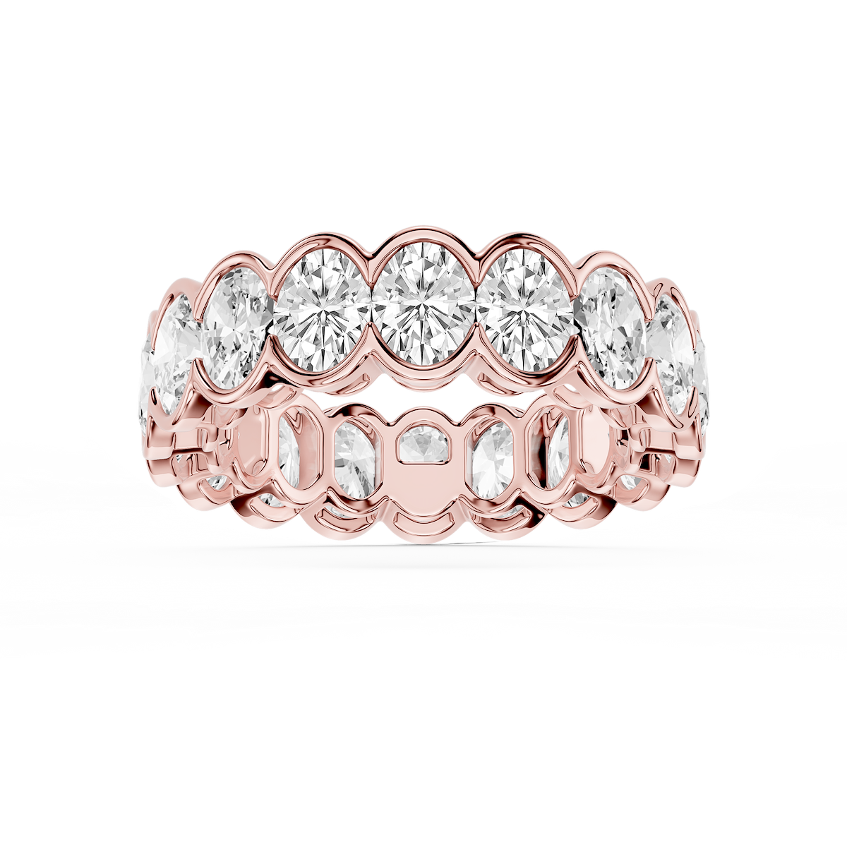 Serena Oval Lab Grown Diamond Half Bezel Eternity Band