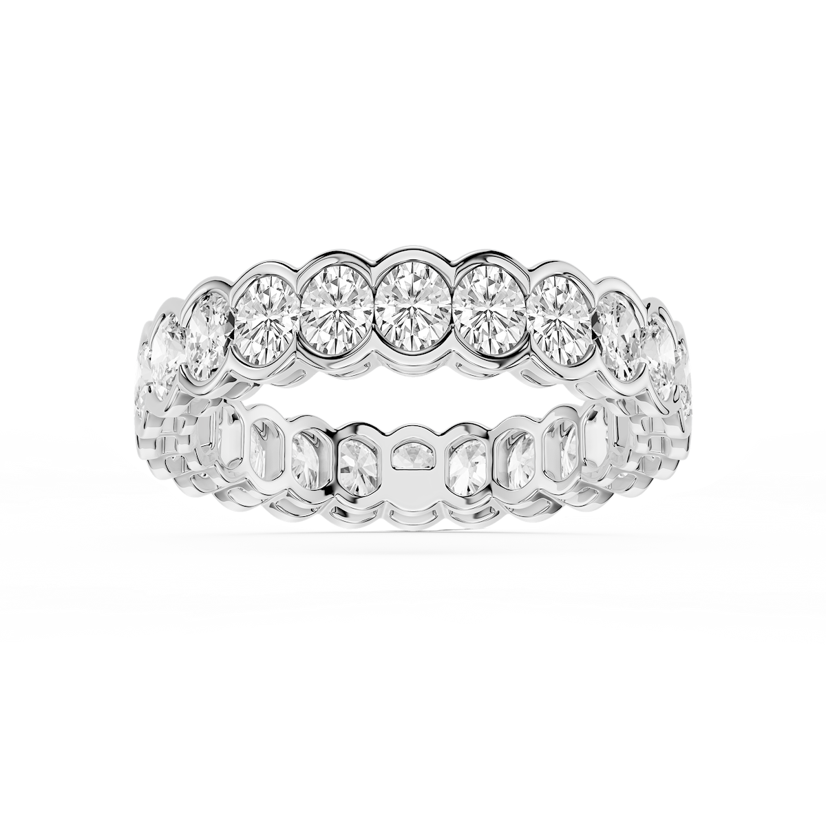 Serena Oval Lab Grown Diamond Half Bezel Eternity Band
