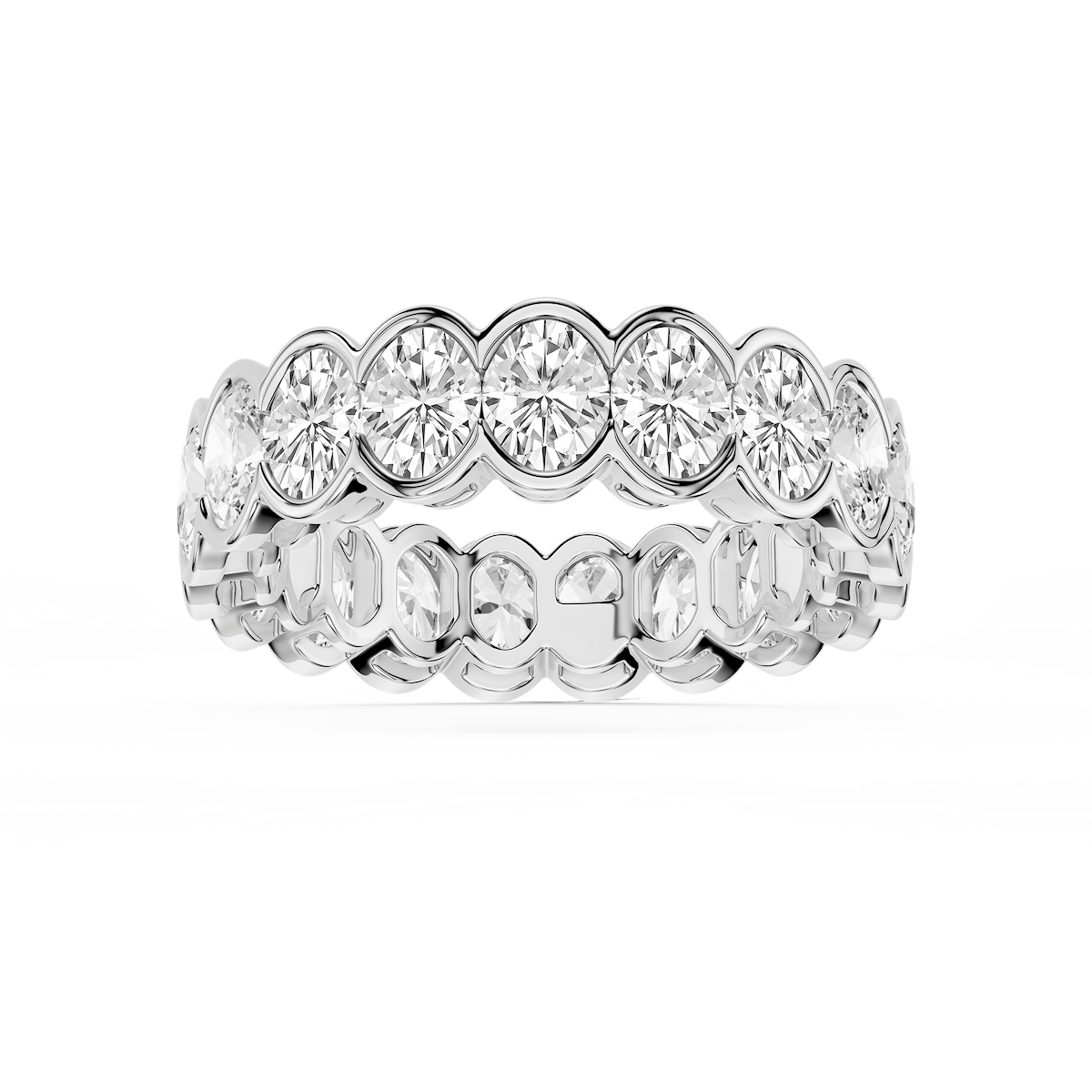 Serena Oval Lab Grown Diamond Half Bezel Eternity Band