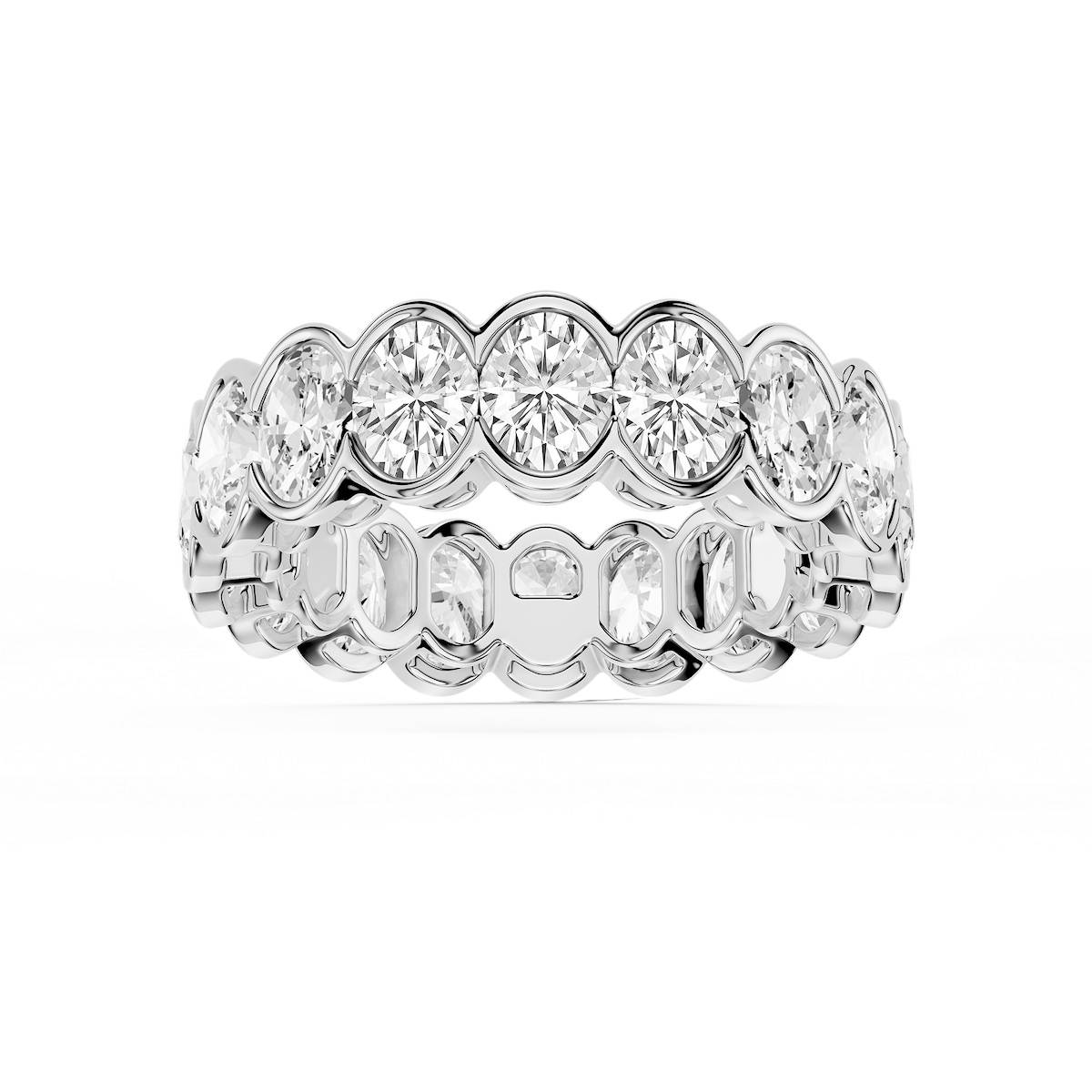 Serena Oval Lab Grown Diamond Half Bezel Eternity Band