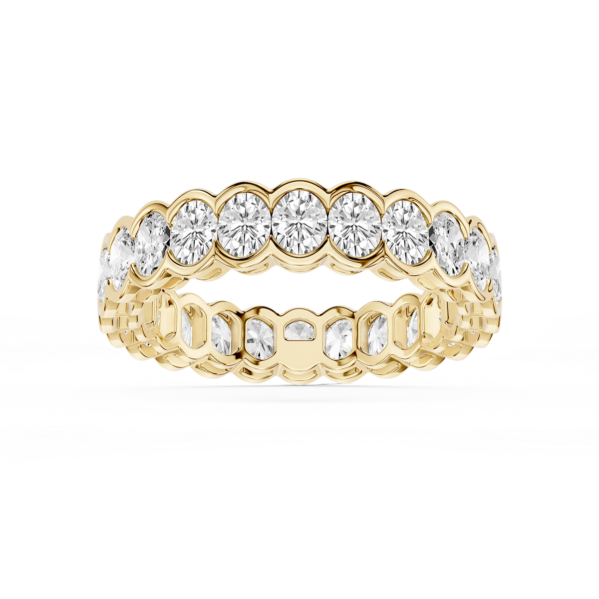 Serena Oval Lab Grown Diamond Half Bezel Eternity Band