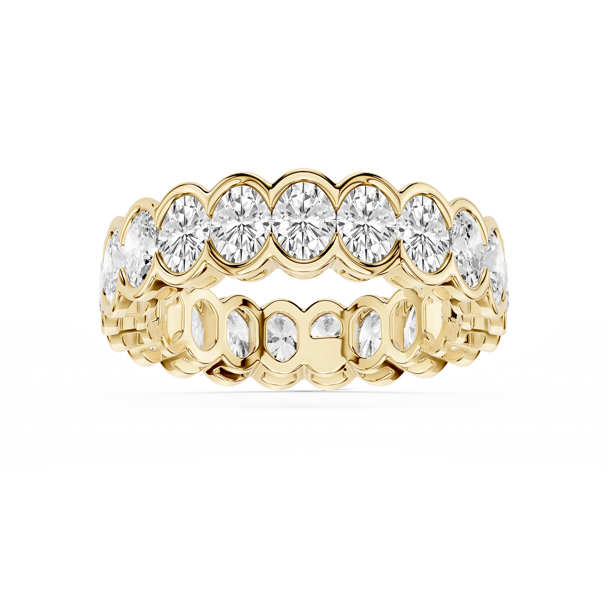 Serena Oval Lab Grown Diamond Half Bezel Eternity Band