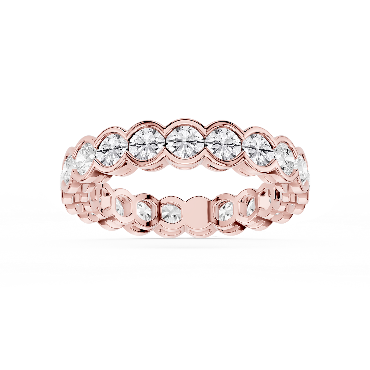 Serena Round Lab Grown Diamond Half Bezel Eternity Band