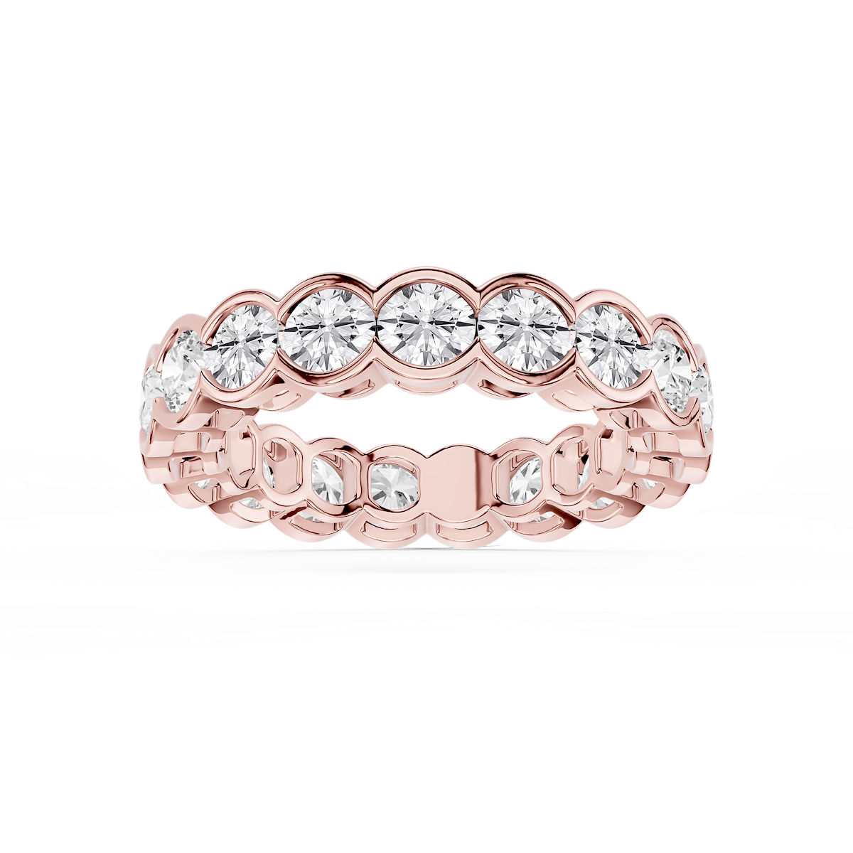 Serena Round Lab Grown Diamond Half Bezel Eternity Band