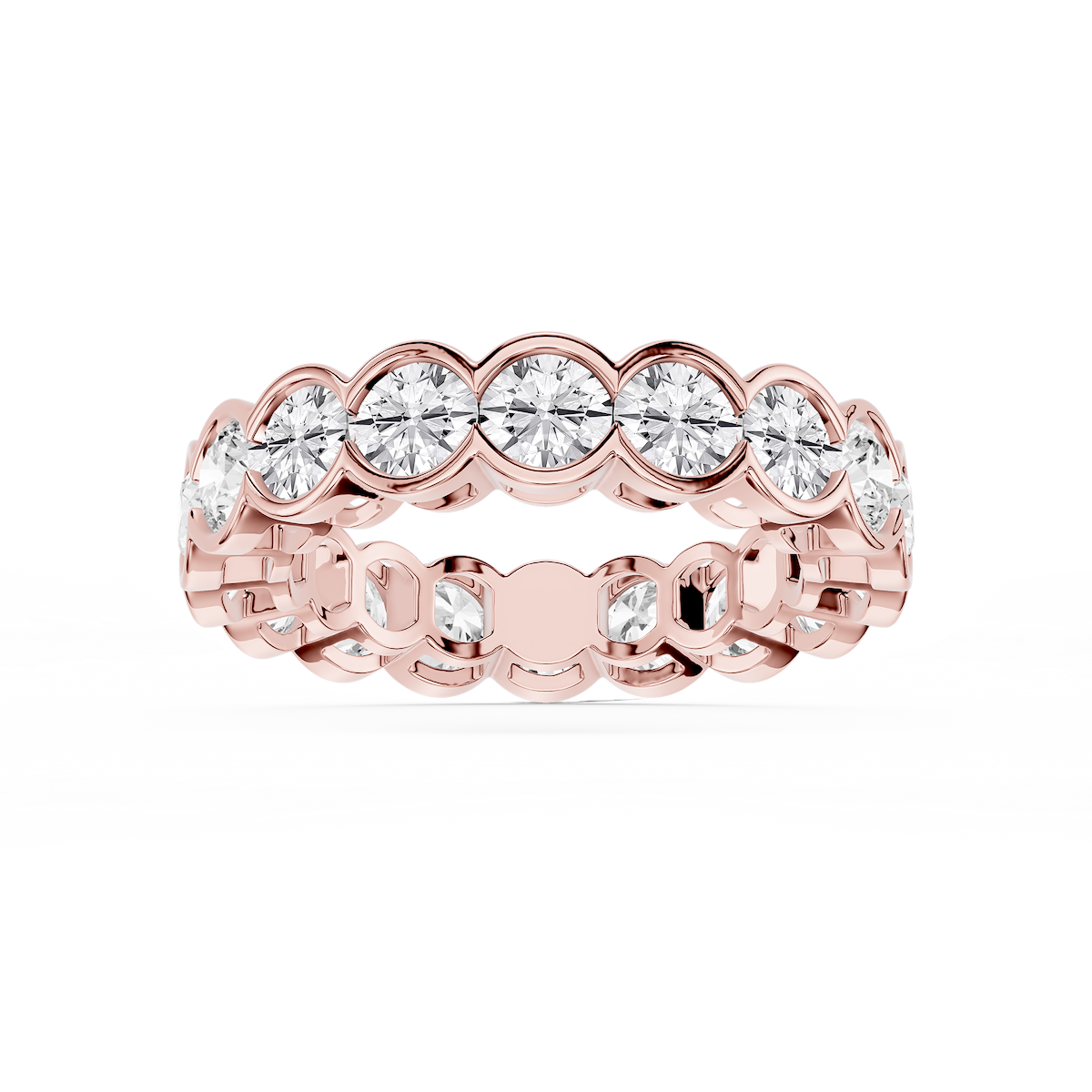 Serena Round Lab Grown Diamond Half Bezel Eternity Band