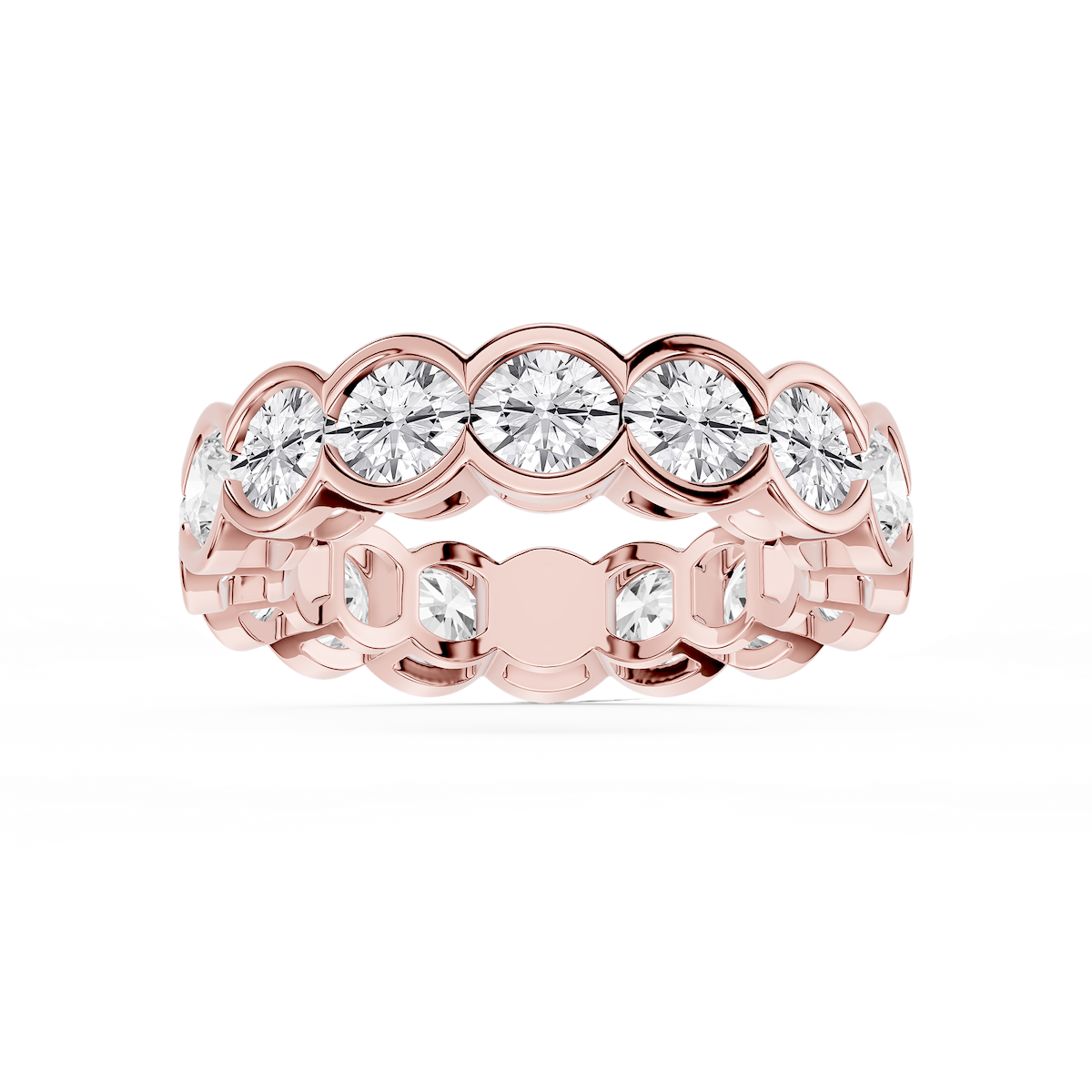 Serena Round Lab Grown Diamond Half Bezel Eternity Band