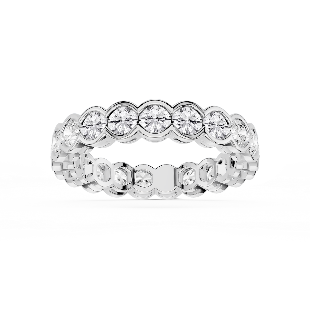 Serena Round Lab Grown Diamond Half Bezel Eternity Band