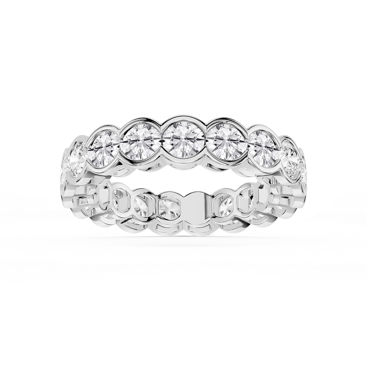 Serena Round Lab Grown Diamond Half Bezel Eternity Band