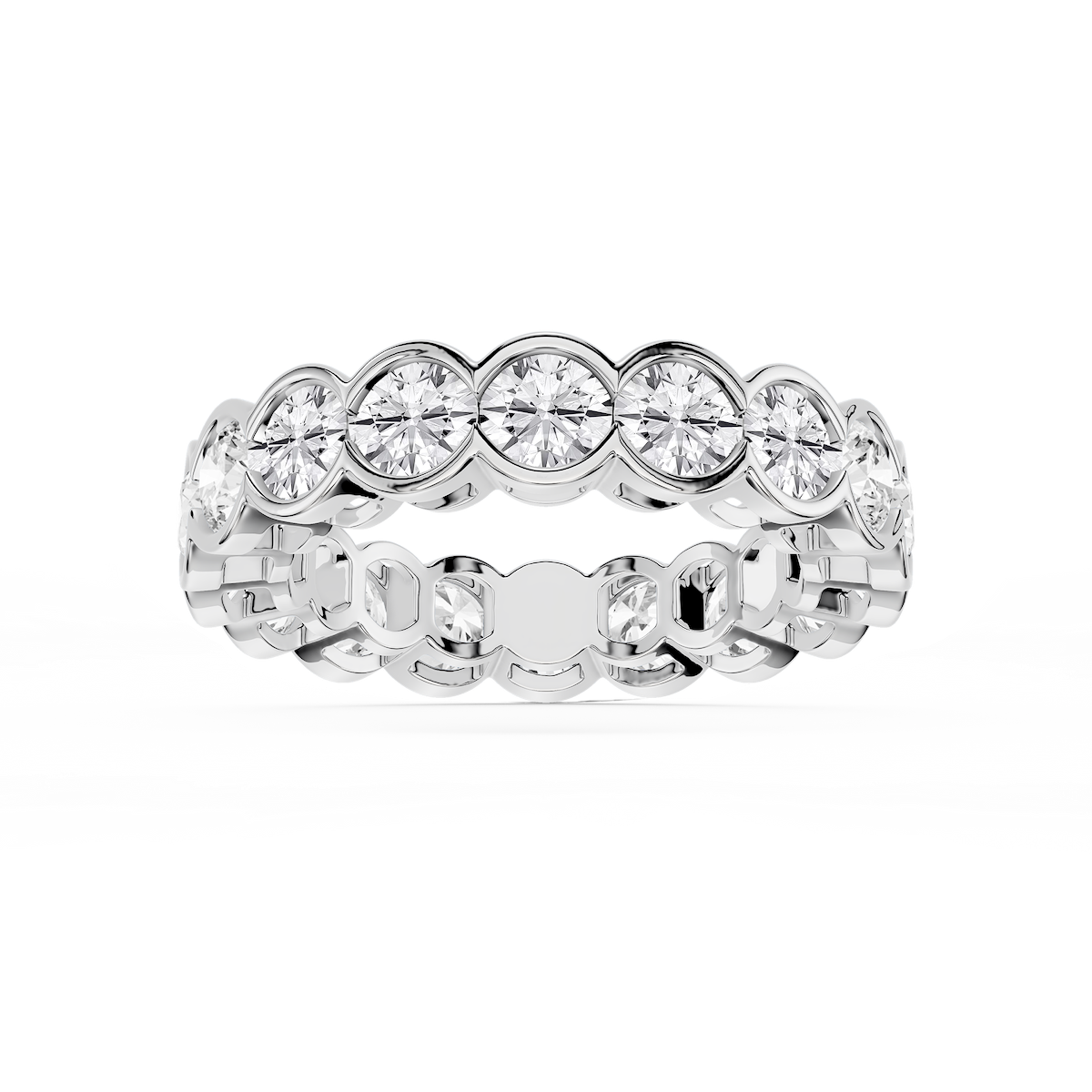 Serena Round Lab Grown Diamond Half Bezel Eternity Band