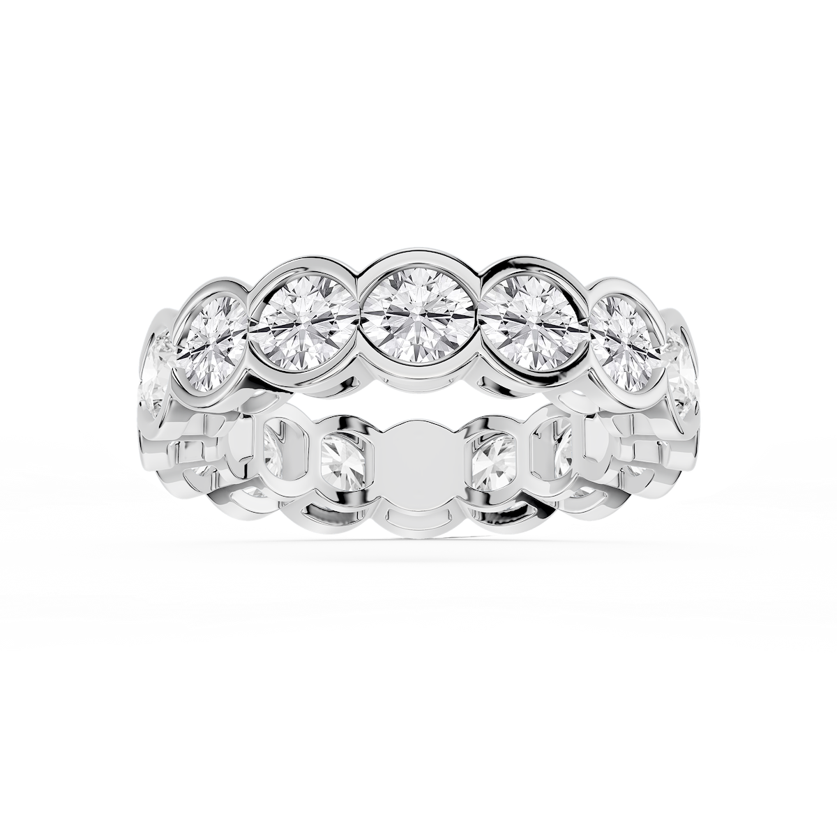 Serena Round Lab Grown Diamond Half Bezel Eternity Band