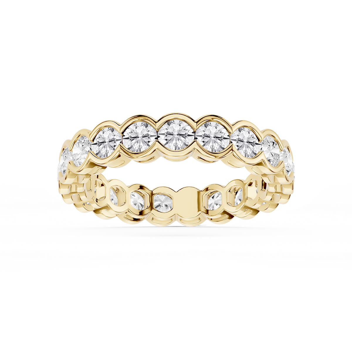 Serena Round Lab Grown Diamond Half Bezel Eternity Band