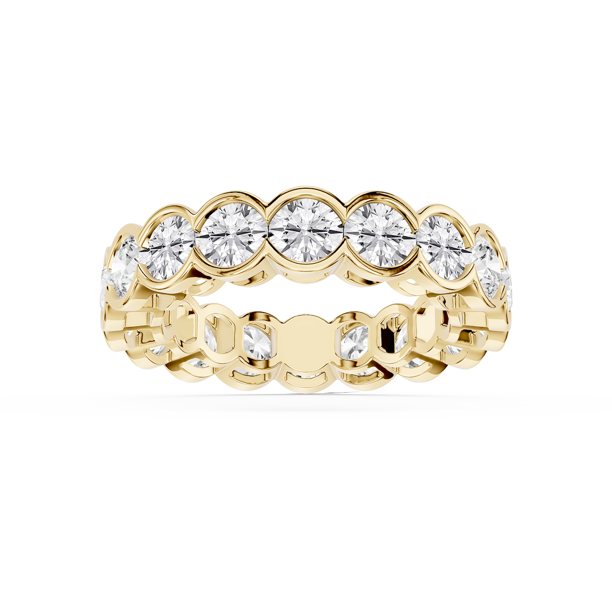 Serena Round Lab Grown Diamond Half Bezel Eternity Band