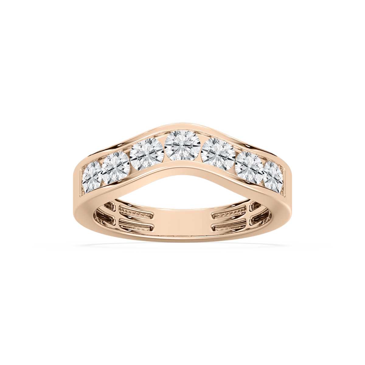Parker 1 ctw Round Lab Grown Diamond Channel Set Curved Band