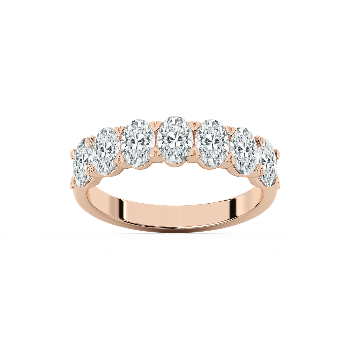 Pearl Oval Lab Grown Diamond Seven Stone V-Prong Anniversary Band