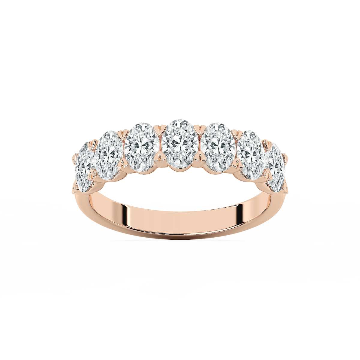 Pearl Oval Lab Grown Diamond Seven Stone V-Prong Anniversary Band
