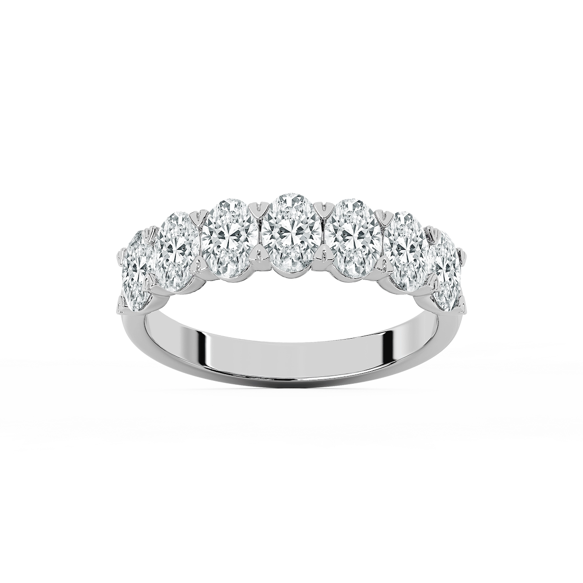 Pearl Oval Lab Grown Diamond Seven Stone V-Prong Anniversary Band