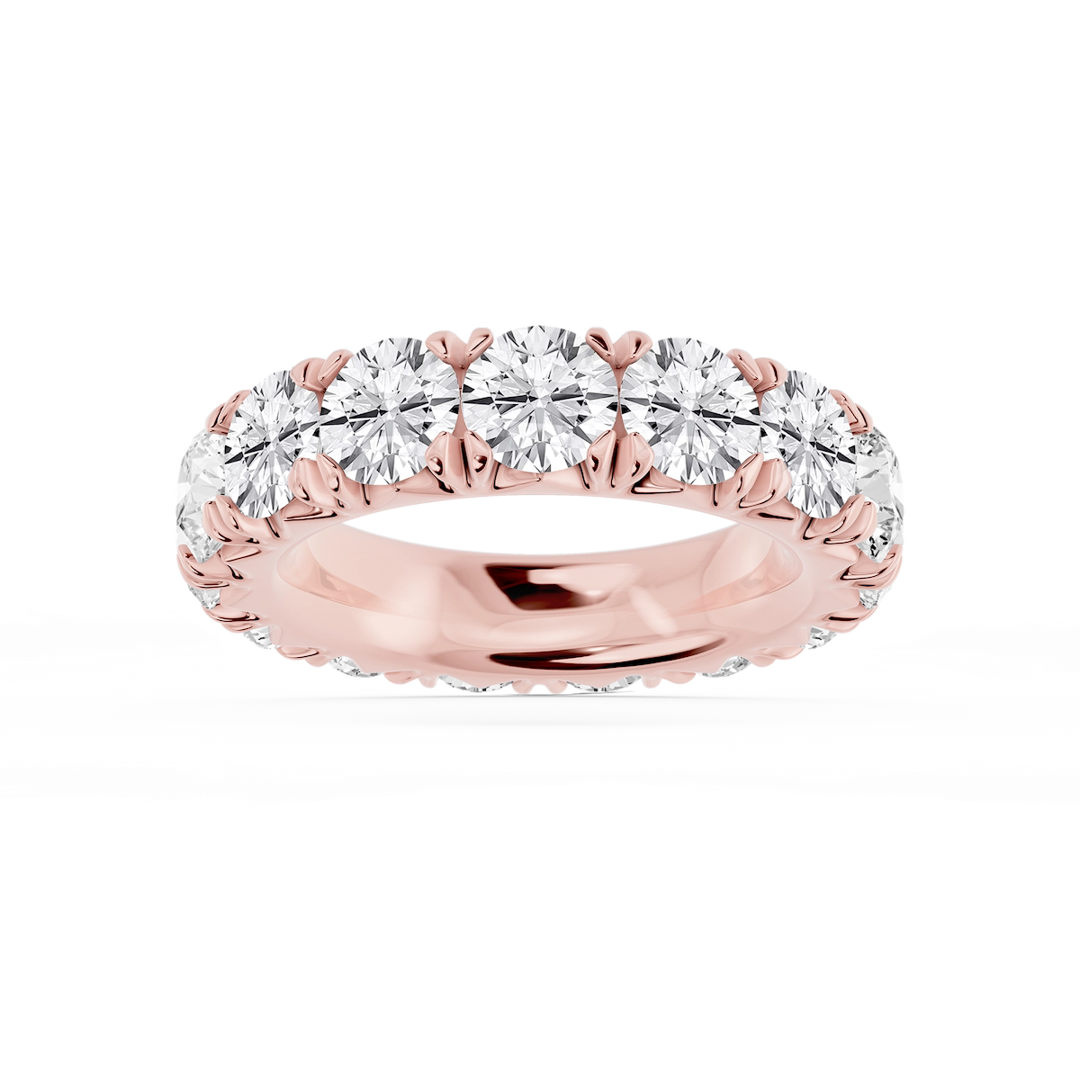Sharon Round Lab Grown Diamond French Pave Eternity Band