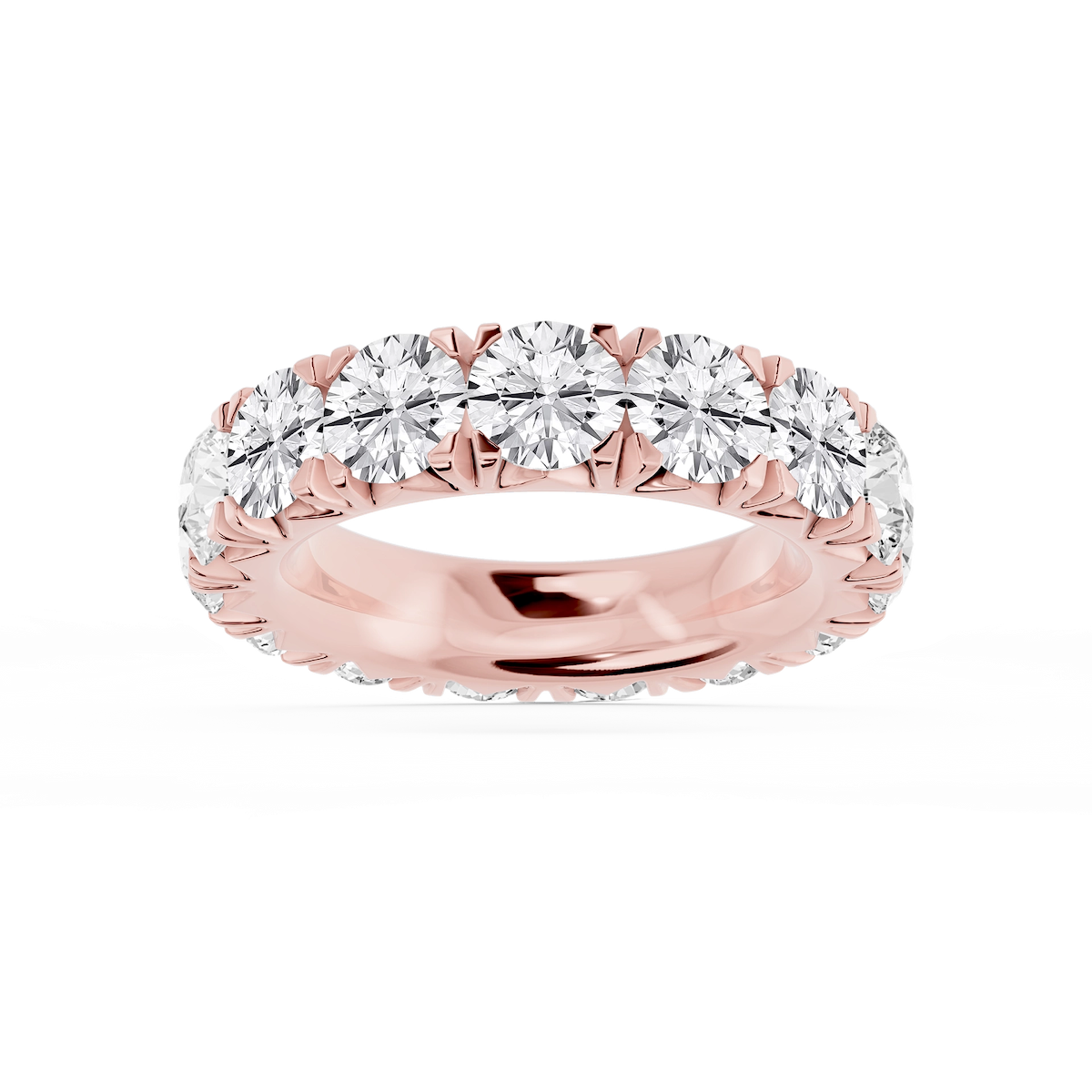 Sharon Round Lab Grown Diamond French Pave Eternity Band