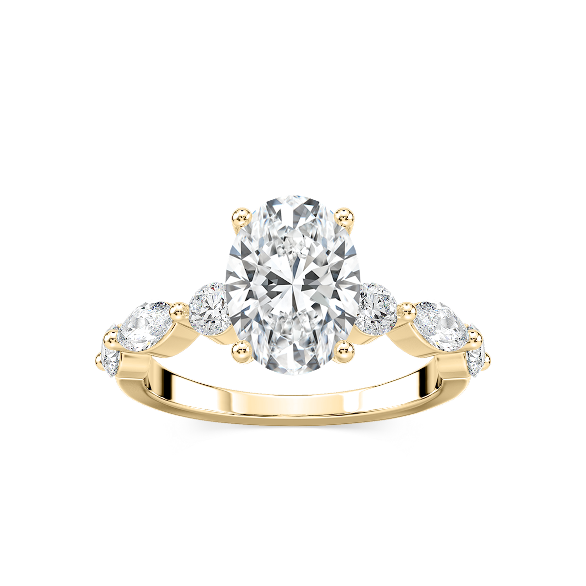Sia Oval Lab Grown Diamond Single Shared Prong Side Stone Engagement Ring
