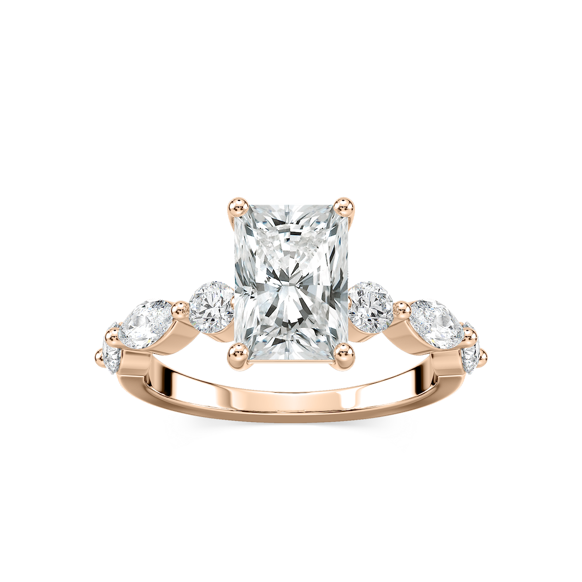 Sia Radiant Lab Grown Diamond Single Shared Prong Side Stone Engagement Ring