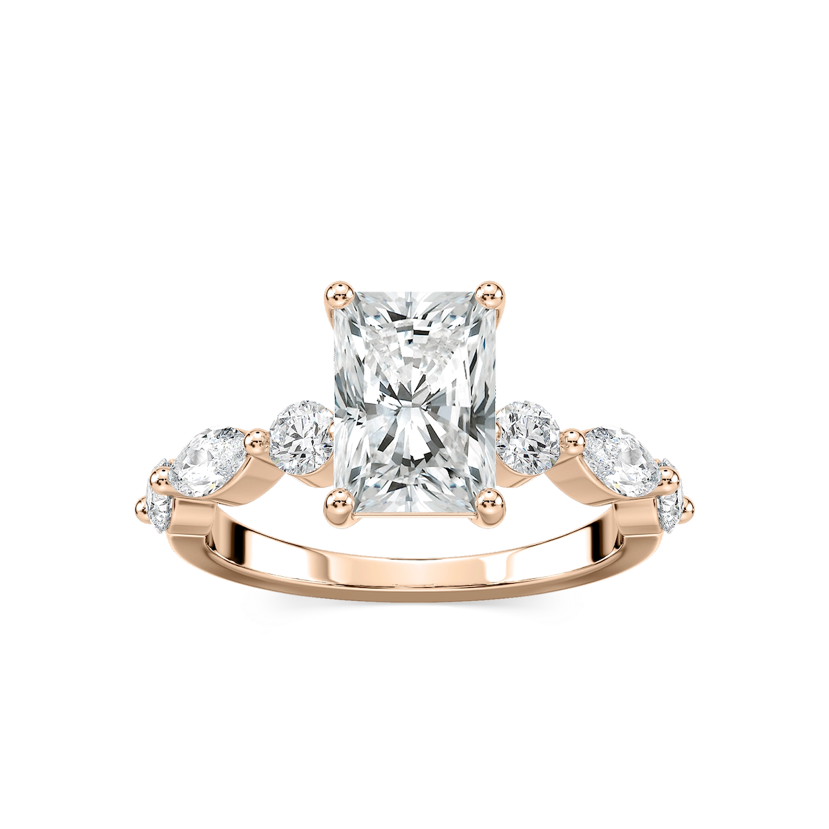 Sia Radiant Lab Grown Diamond Single Shared Prong Side Stone Engagement Ring