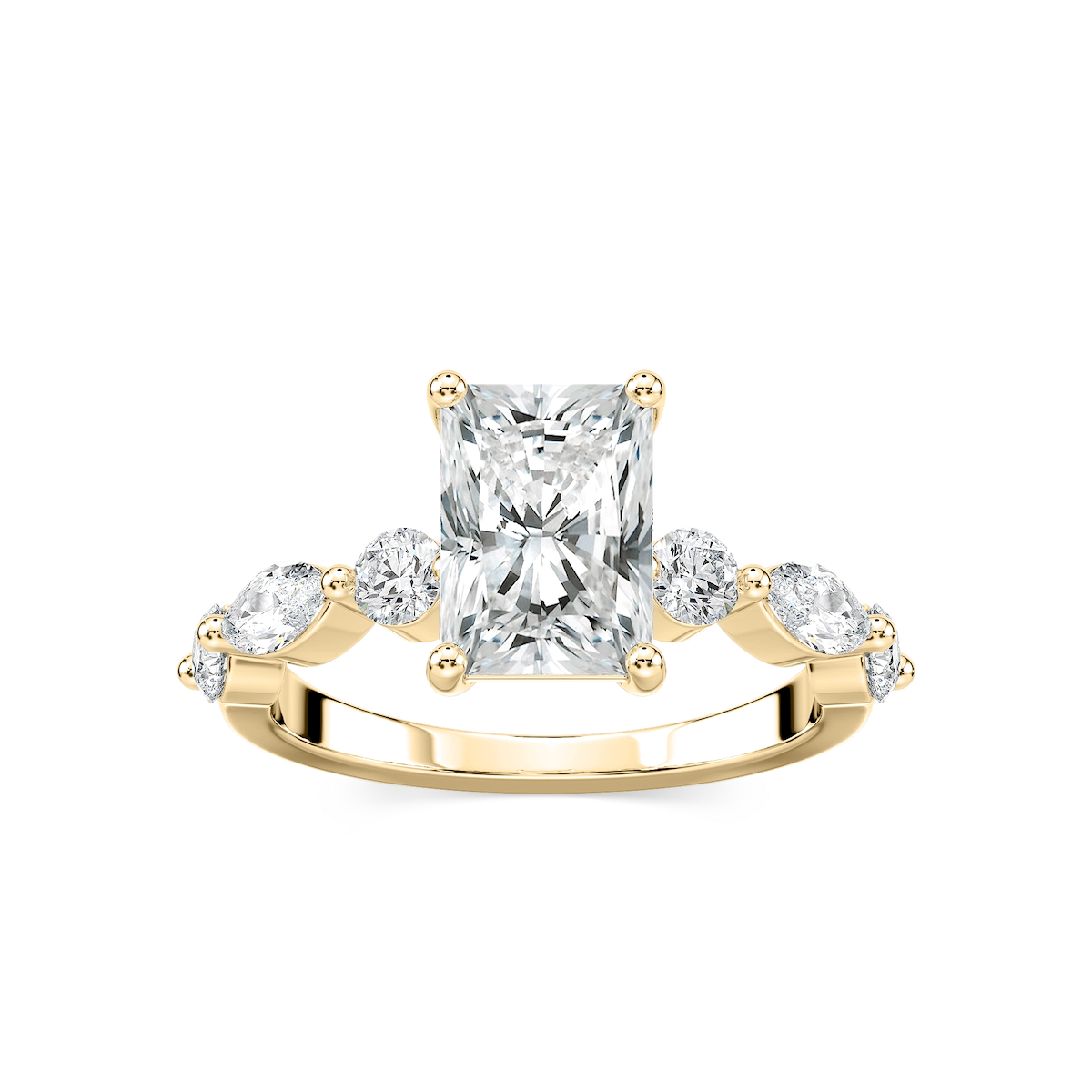 Sia Radiant Lab Grown Diamond Single Shared Prong Side Stone Engagement Ring