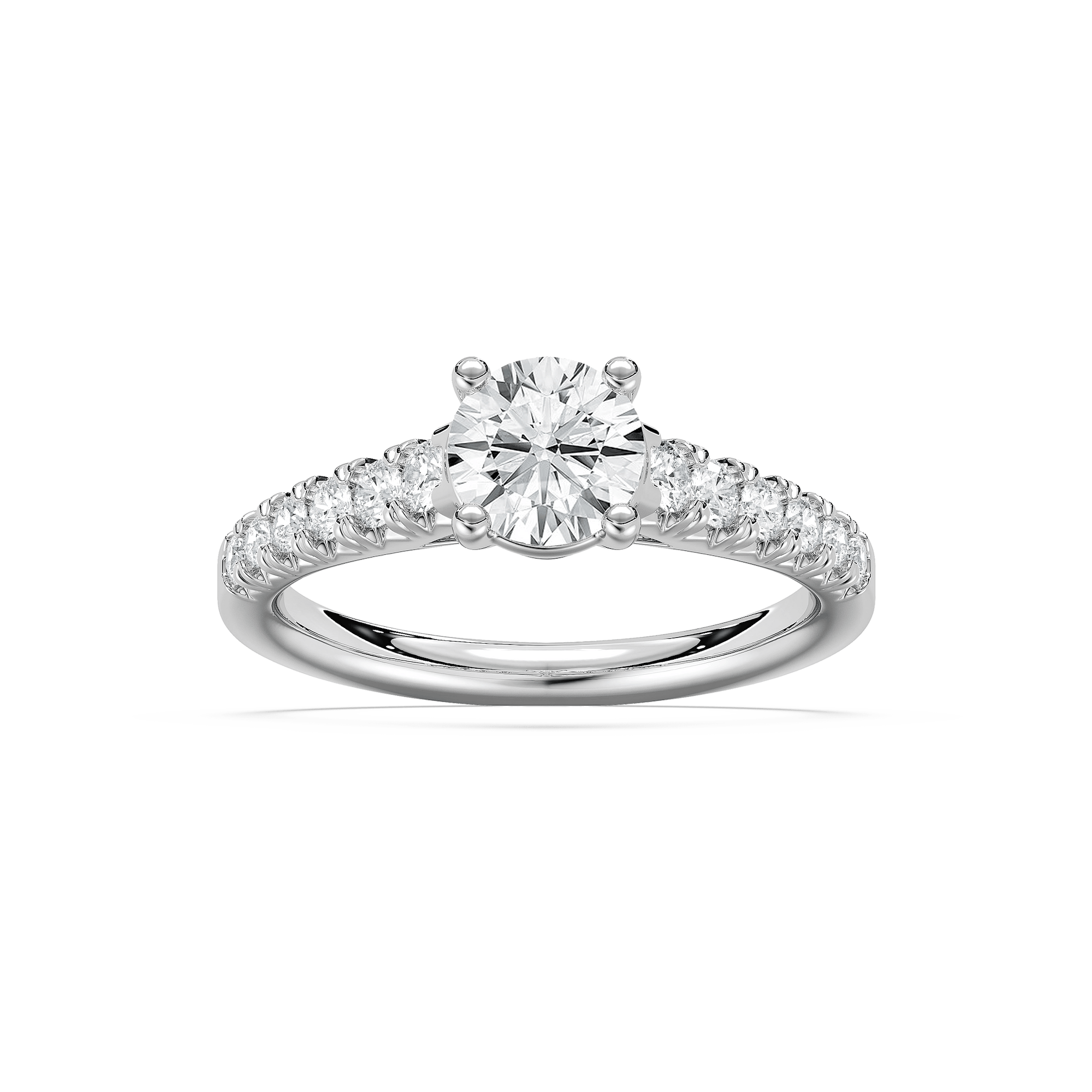 Lyra 1 ²⁄₅ ctw Round Lab Grown Diamond Graduated Side Stone Engagement Ring