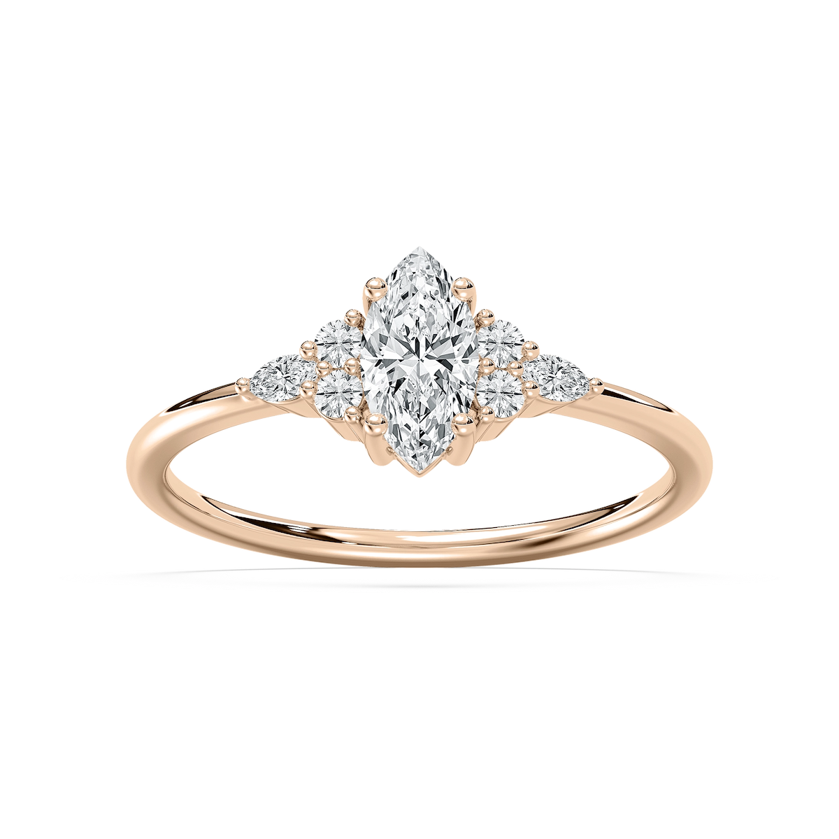 Signe 5/8 ctw Marquise Lab Grown Diamond Petite Side Stone Engagement Ring