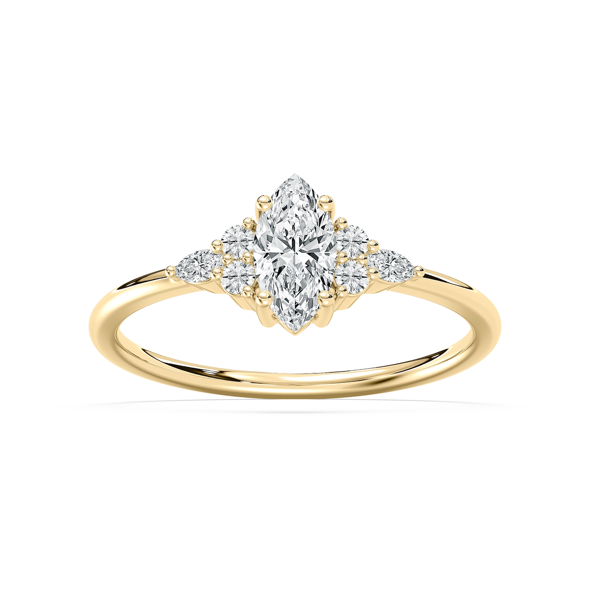 Signe 5/8 ctw Marquise Lab Grown Diamond Petite Side Stone Engagement Ring