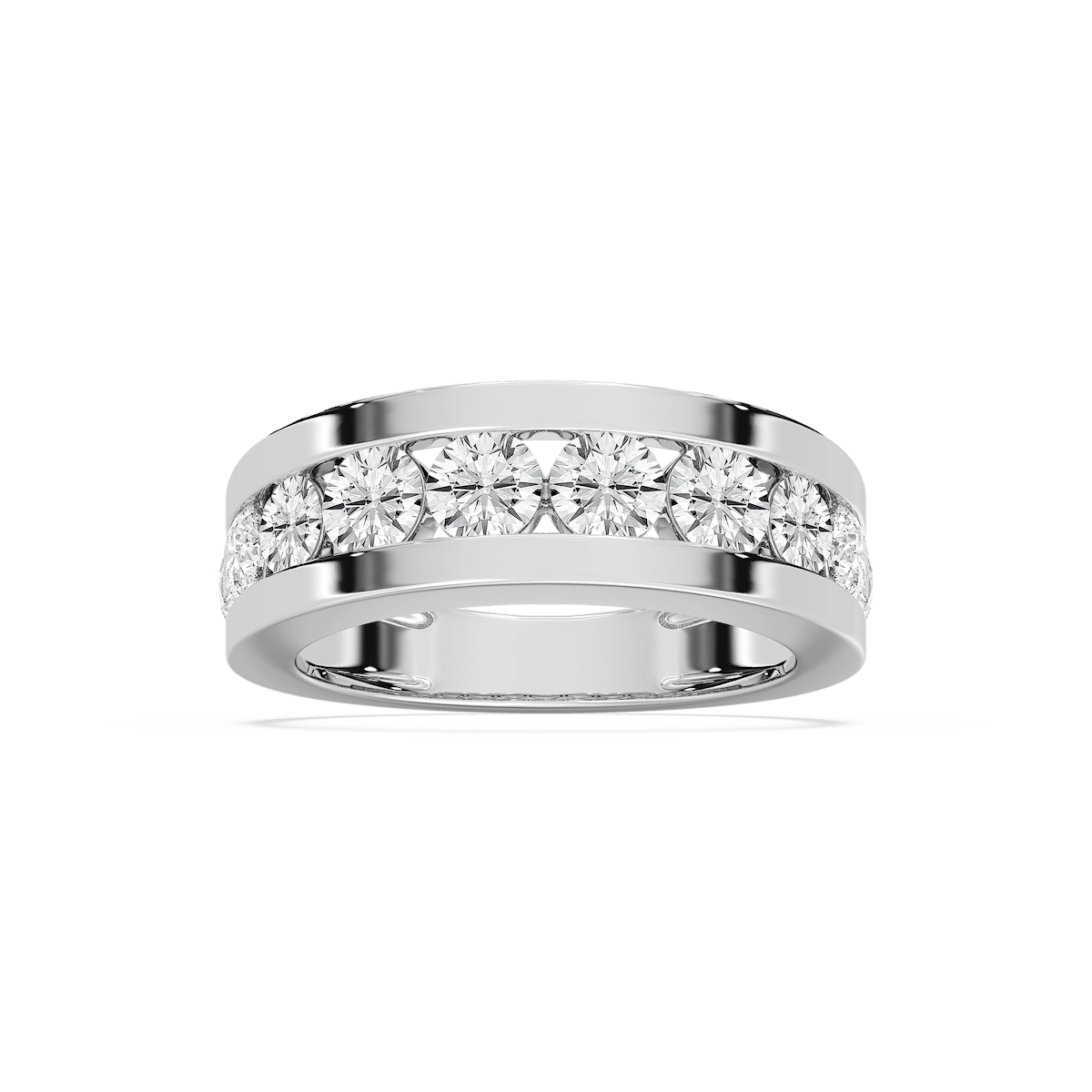 Silas 2 ctw Round Lab Grown Diamond 3.15mm Channel Mens Wedding Band
