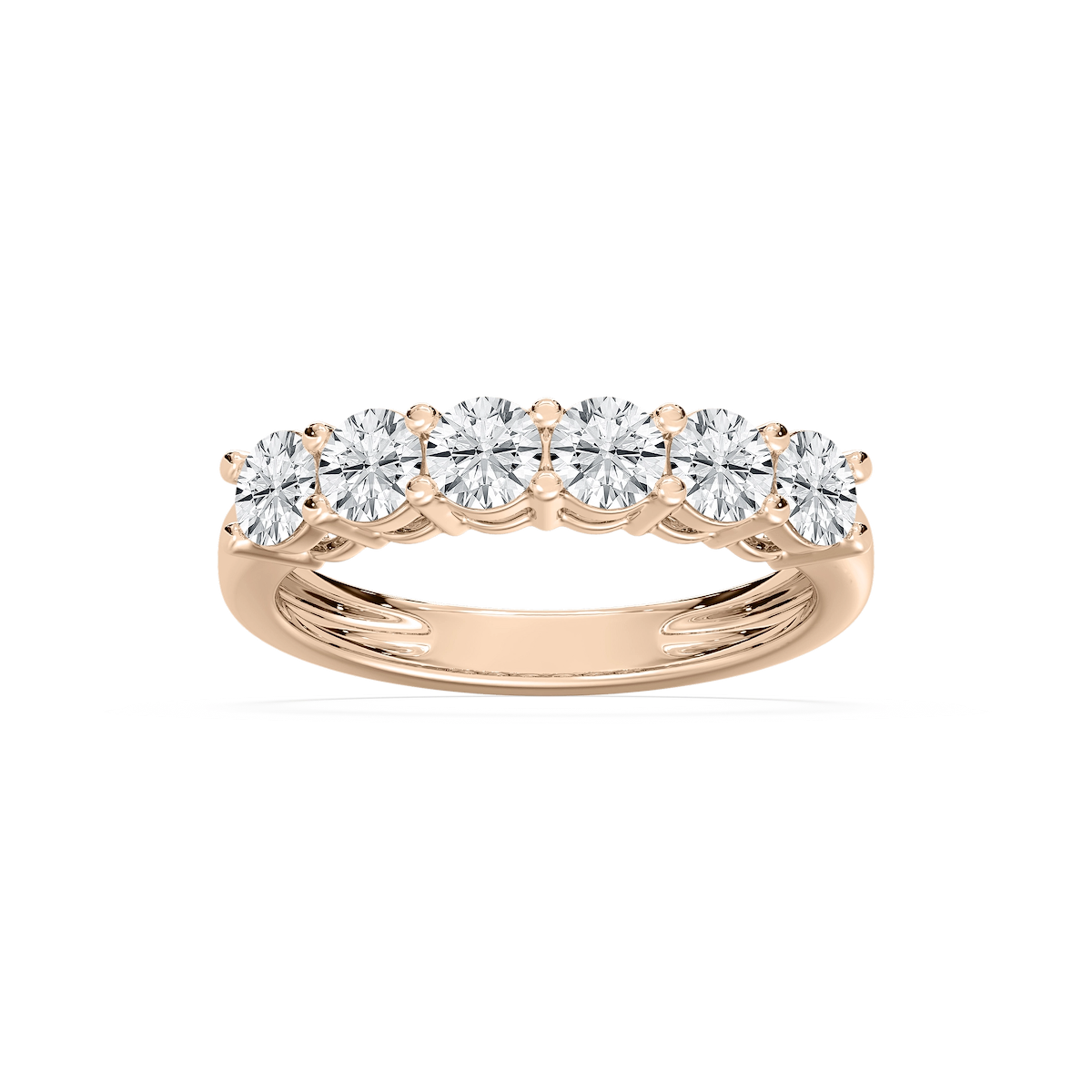 River 1 ⅕ ctw Round Lab Grown Diamond Six Stone Shared Prong Anniversary Band