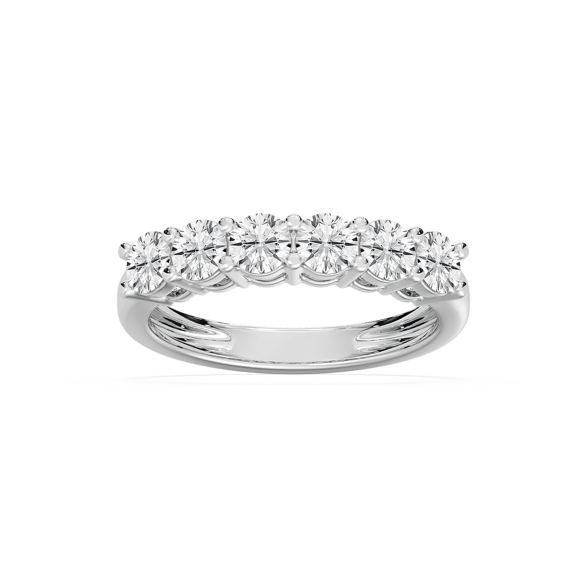 River 1 ⅕ ctw Round Lab Grown Diamond Six Stone Shared Prong Anniversary Band