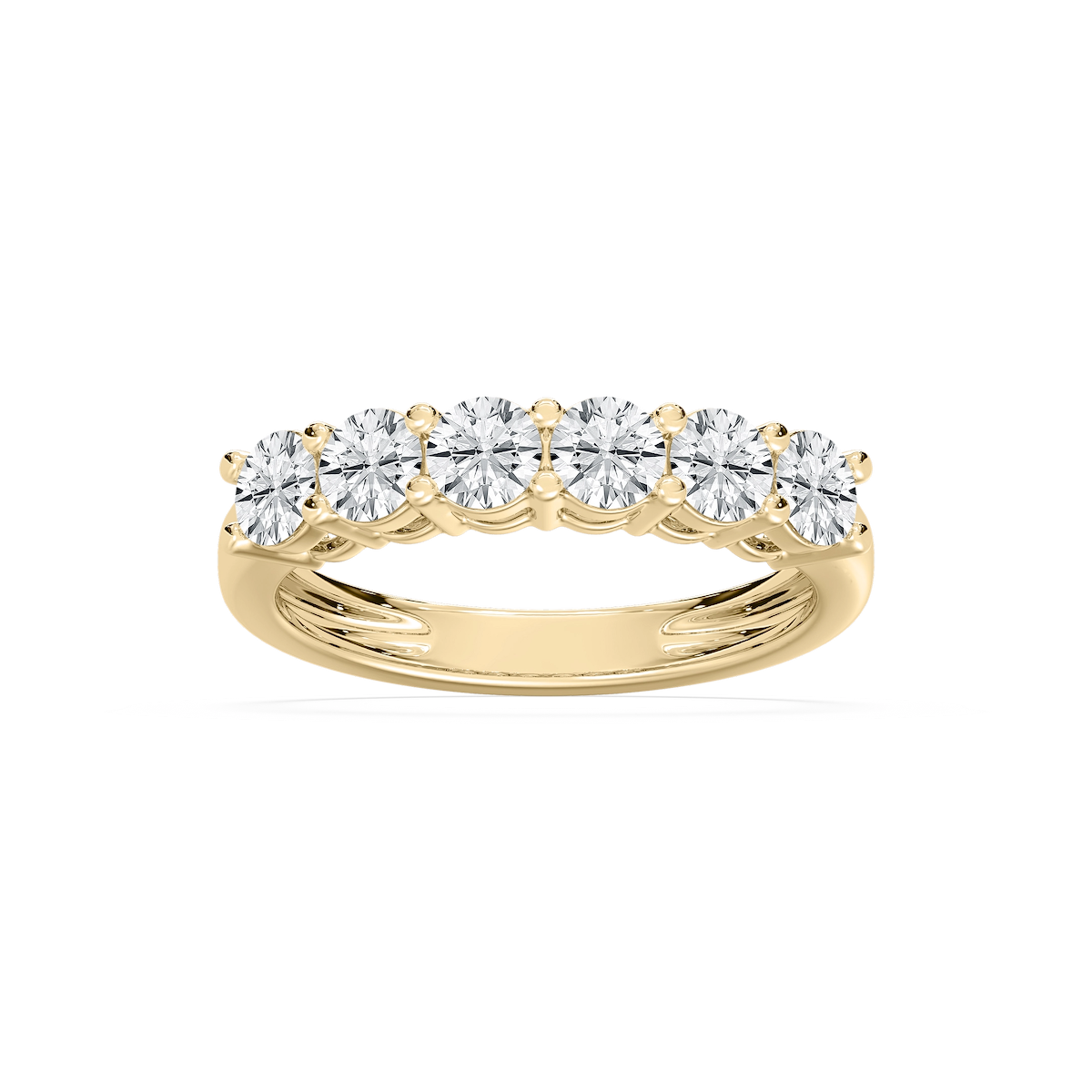 River 1 ⅕ ctw Round Lab Grown Diamond Six Stone Shared Prong Anniversary Band