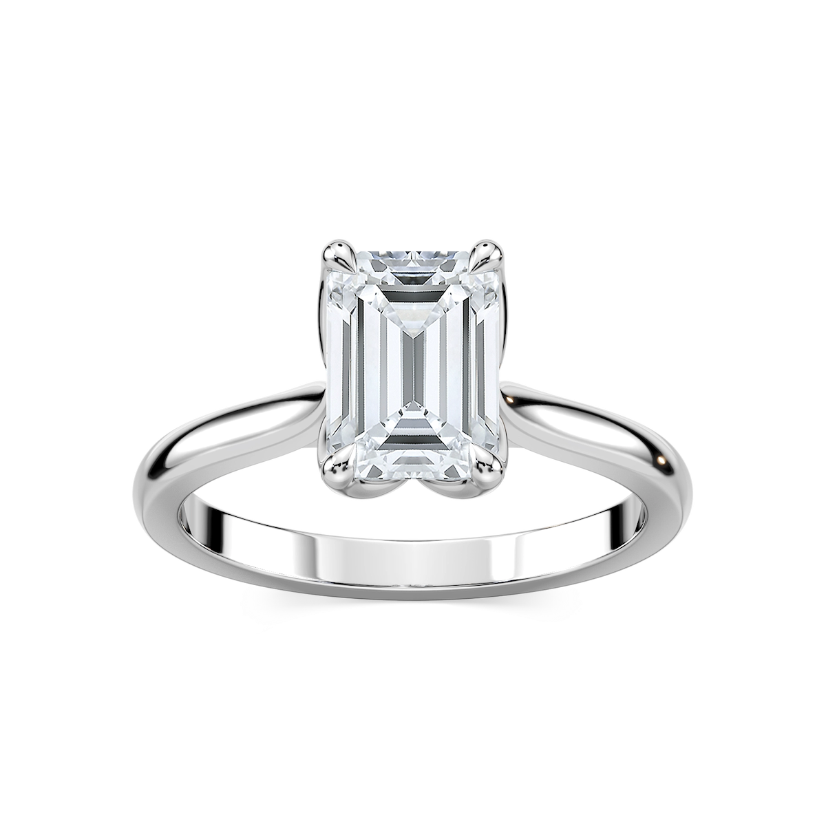 Skye Emerald Lab Grown Diamond Cathedral Tulip Solitaire Engagement Ring