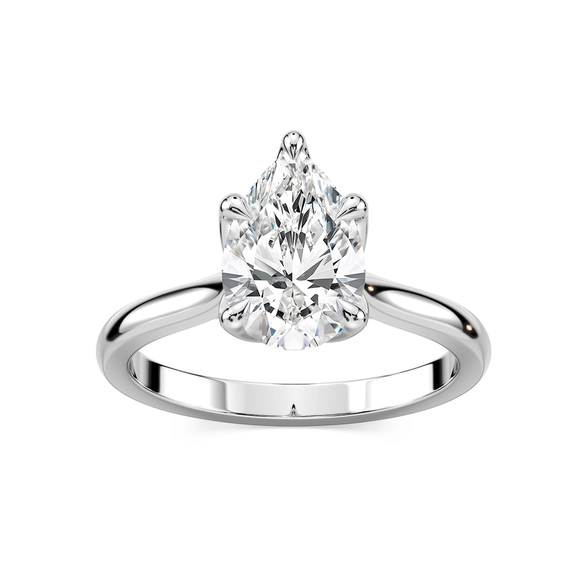 Skye Pear Lab Grown Diamond Cathedral Tulip Solitaire Engagement Ring