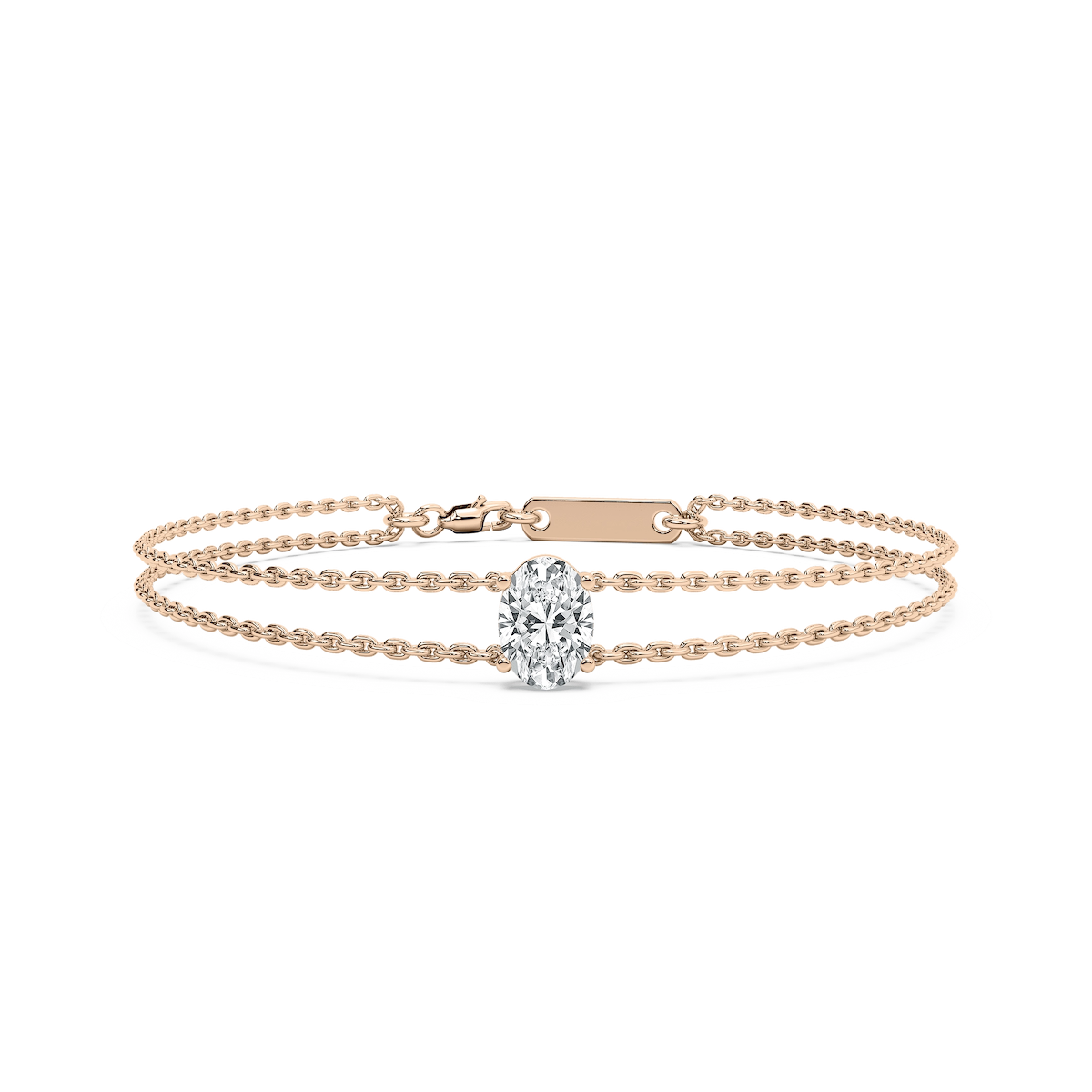 1 ctw Oval Lab Grown Diamond Solitaire Chain Bracelet  - 7 Inches