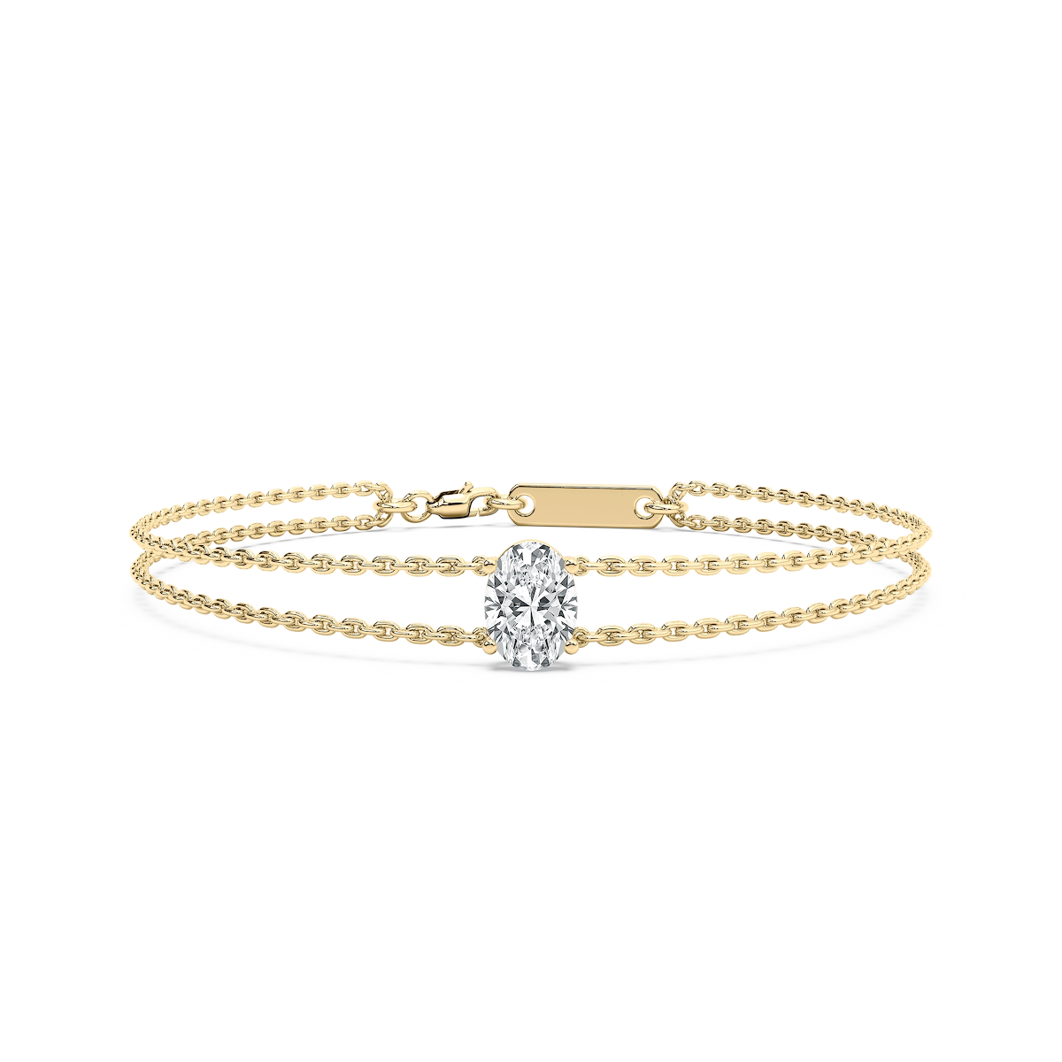 1 ctw Oval Lab Grown Diamond Solitaire Chain Bracelet  - 7 Inches