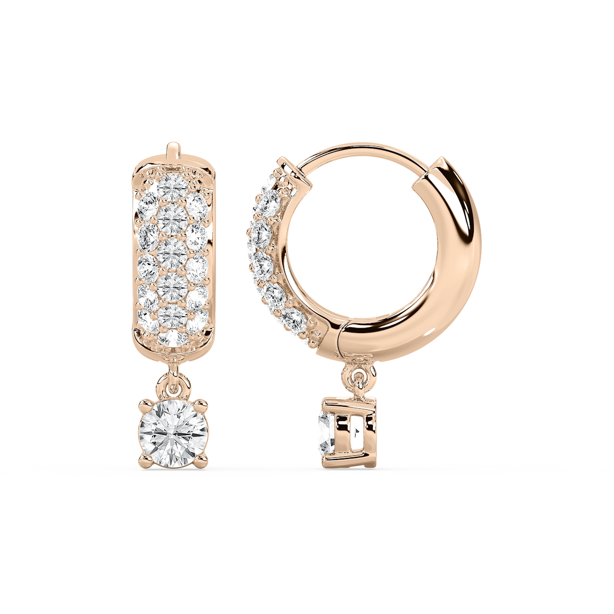 2 ¹⁄₆ ctw Lab Grown Diamond Solitaire Drop Pavé Hoop Earrings