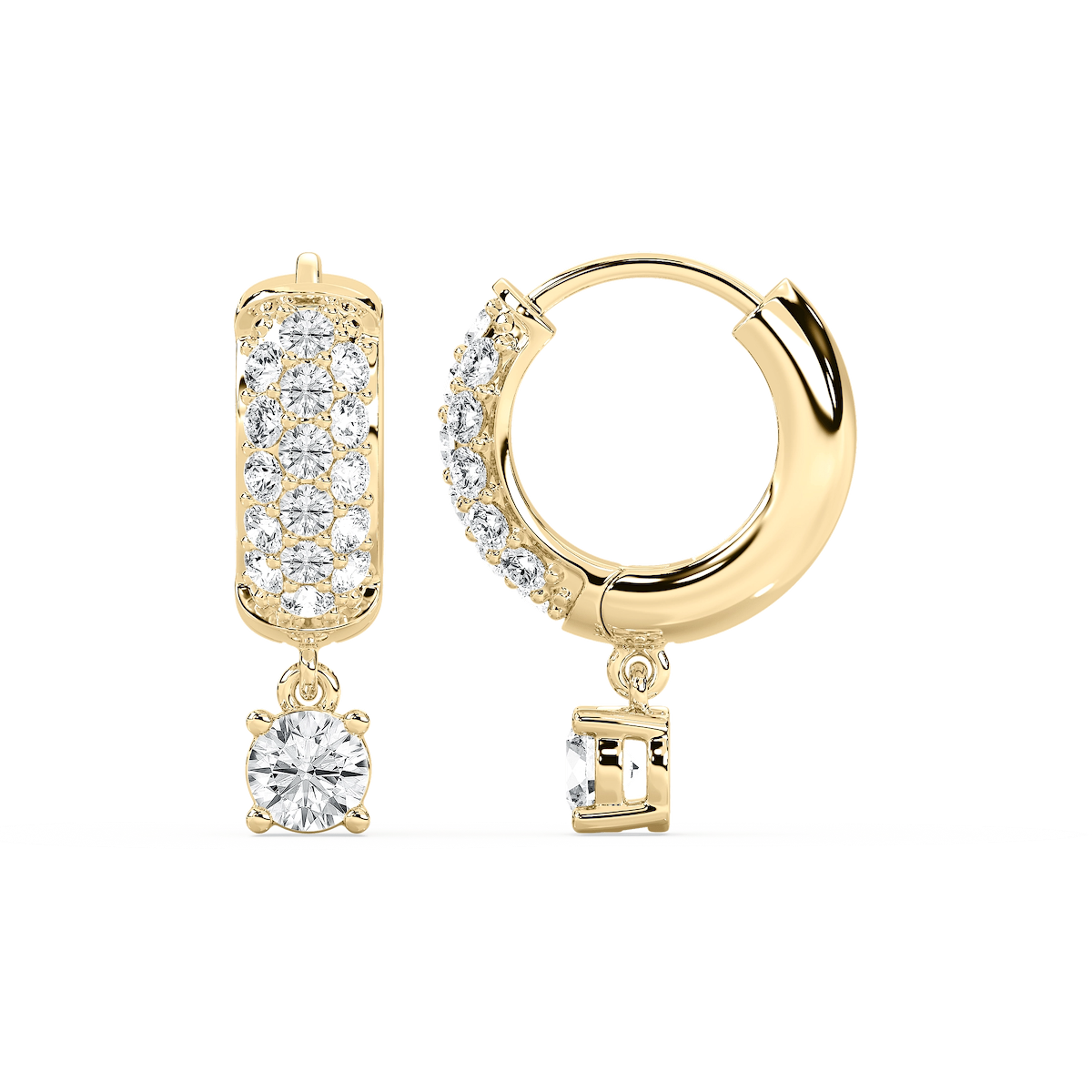 2 ¹⁄₆ ctw Lab Grown Diamond Solitaire Drop Pavé Hoop Earrings