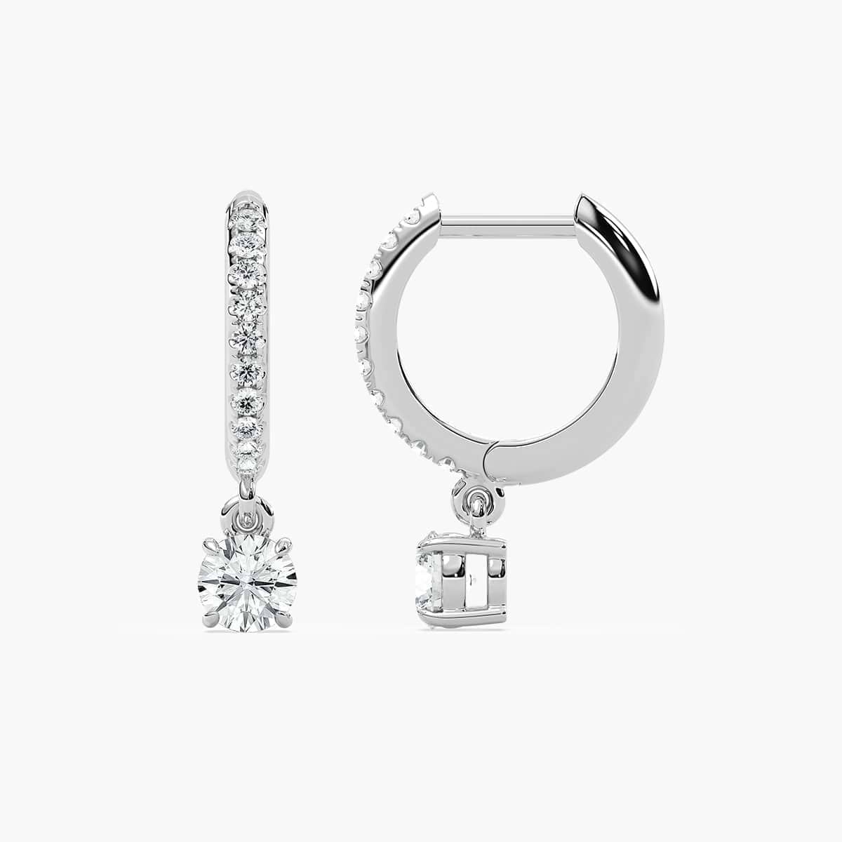 2/3 ctw Round Lab Grown Diamond Solitaire Drop Huggie Hoop Earrings