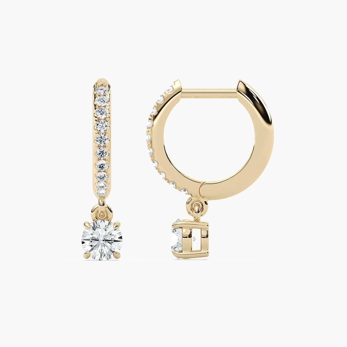 2/3 ctw Round Lab Grown Diamond Solitaire Drop Huggie Hoop Earrings