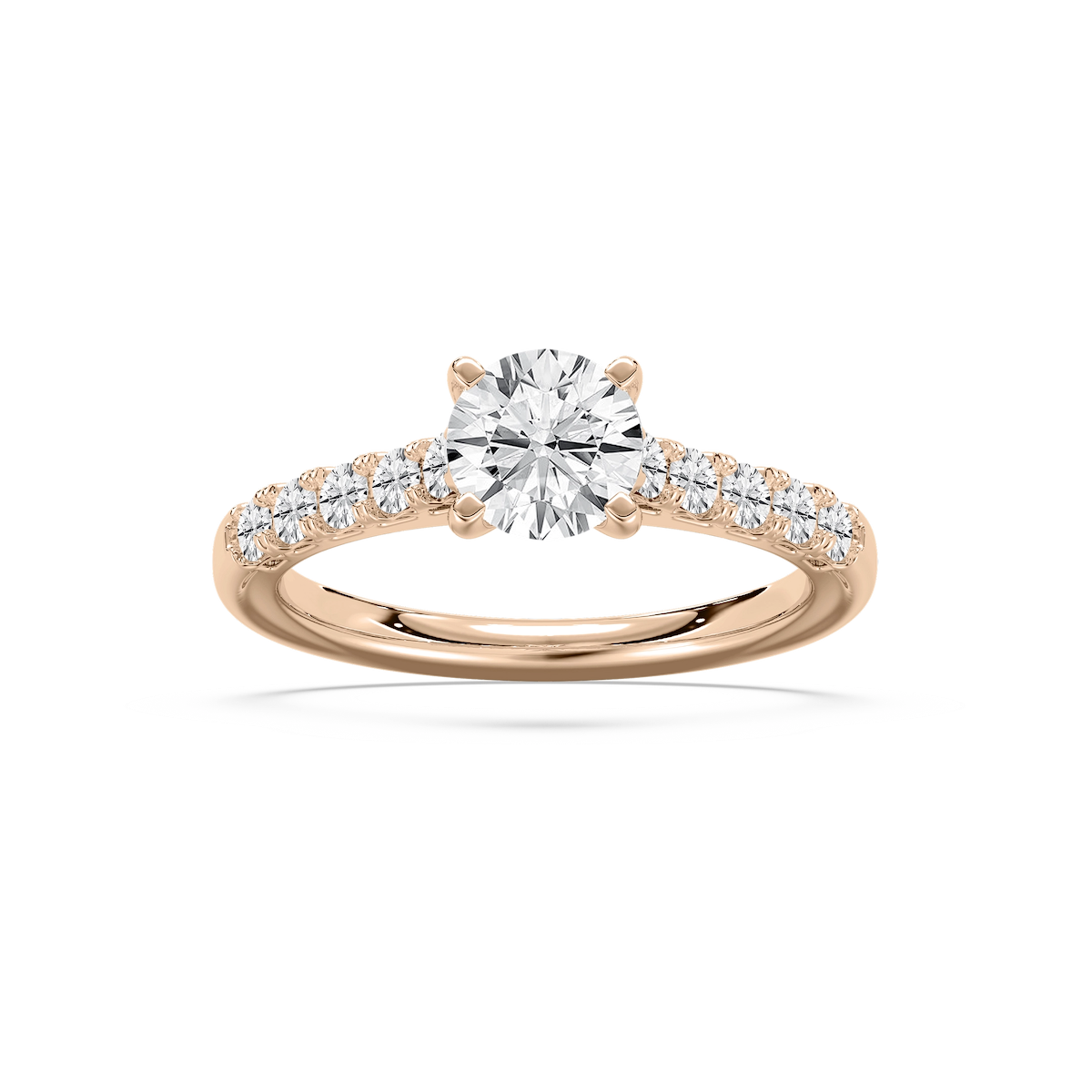 Anika 1 ¹⁄₂ ctw Round Lab Grown Diamond Bridge Side Stone Engagement Ring