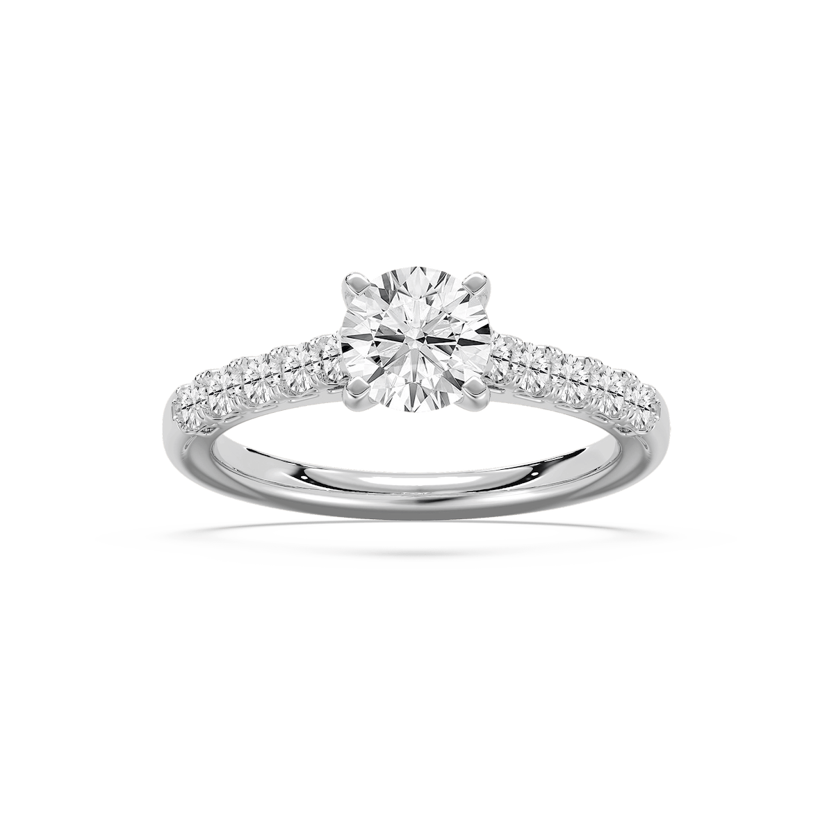 Anika 1 ¹⁄₂ ctw Round Lab Grown Diamond Bridge Side Stone Engagement Ring