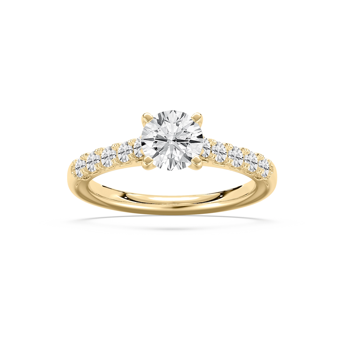 Anika 1 ¹⁄₂ ctw Round Lab Grown Diamond Bridge Side Stone Engagement Ring